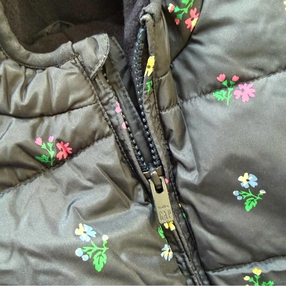 GAP Baby Girl Navy Floral Kids Winter Bodysuit Overall Jacket Snow